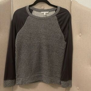 Victoria’s Secret Gray Round Neck Suede Sleeves Sweatshirt/Top Small